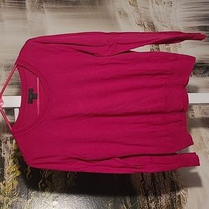 Worthington womens petite large bright pink long sleeve super soft sweater top
